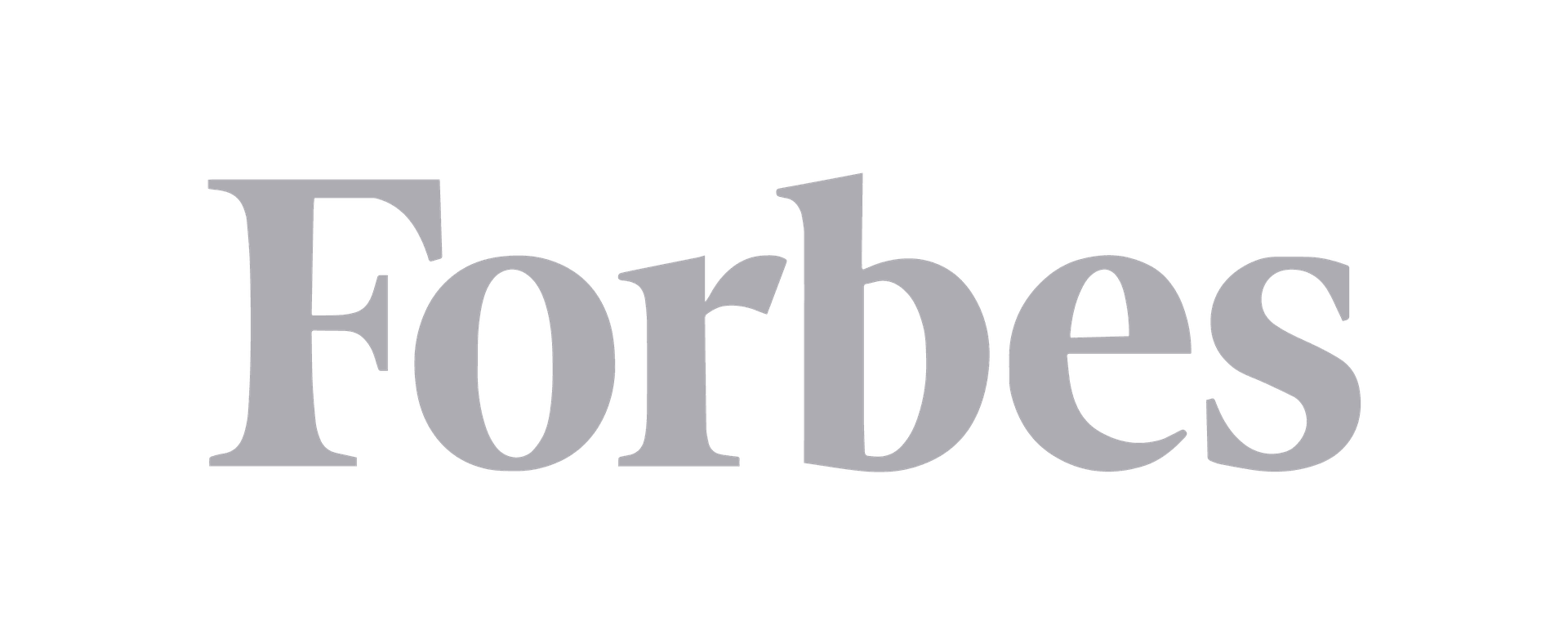 The image features the word "Forbes" in a stylized font, primarily in gray against a black background.