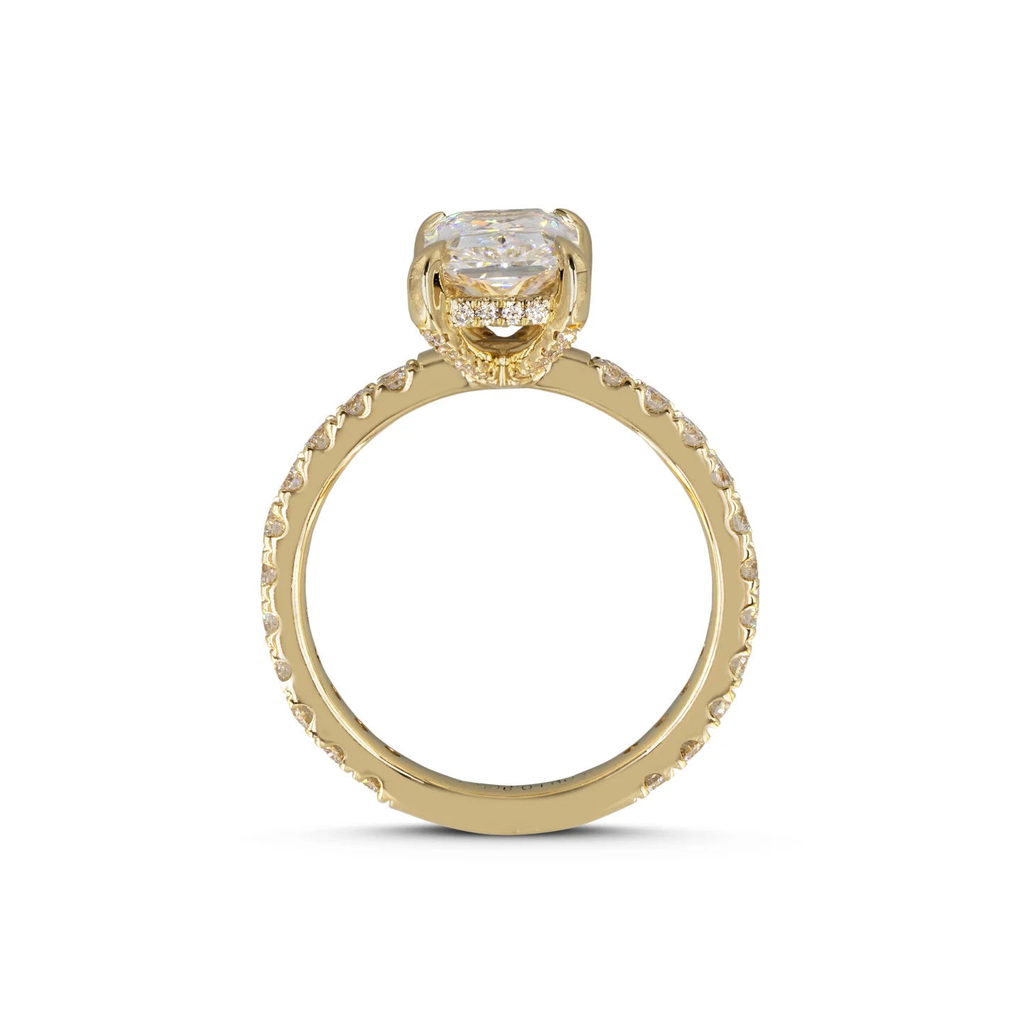 4.58 Cts 14k Yellow Gold Radiant Shape Hidden Halo Ring - Image 3