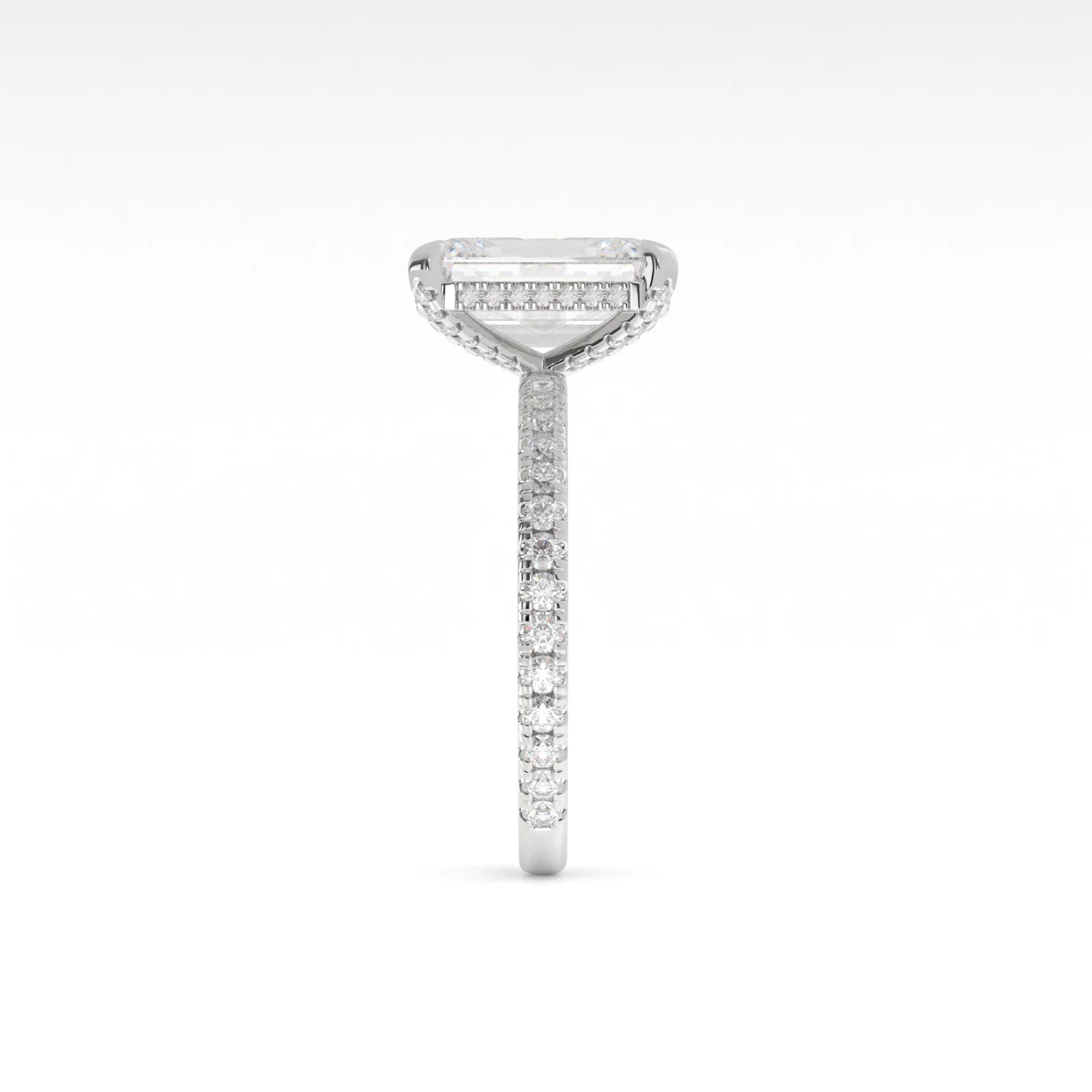 2.42 Cts 14k White Gold Emerald Shape Hidden Halo Ring - Image 3