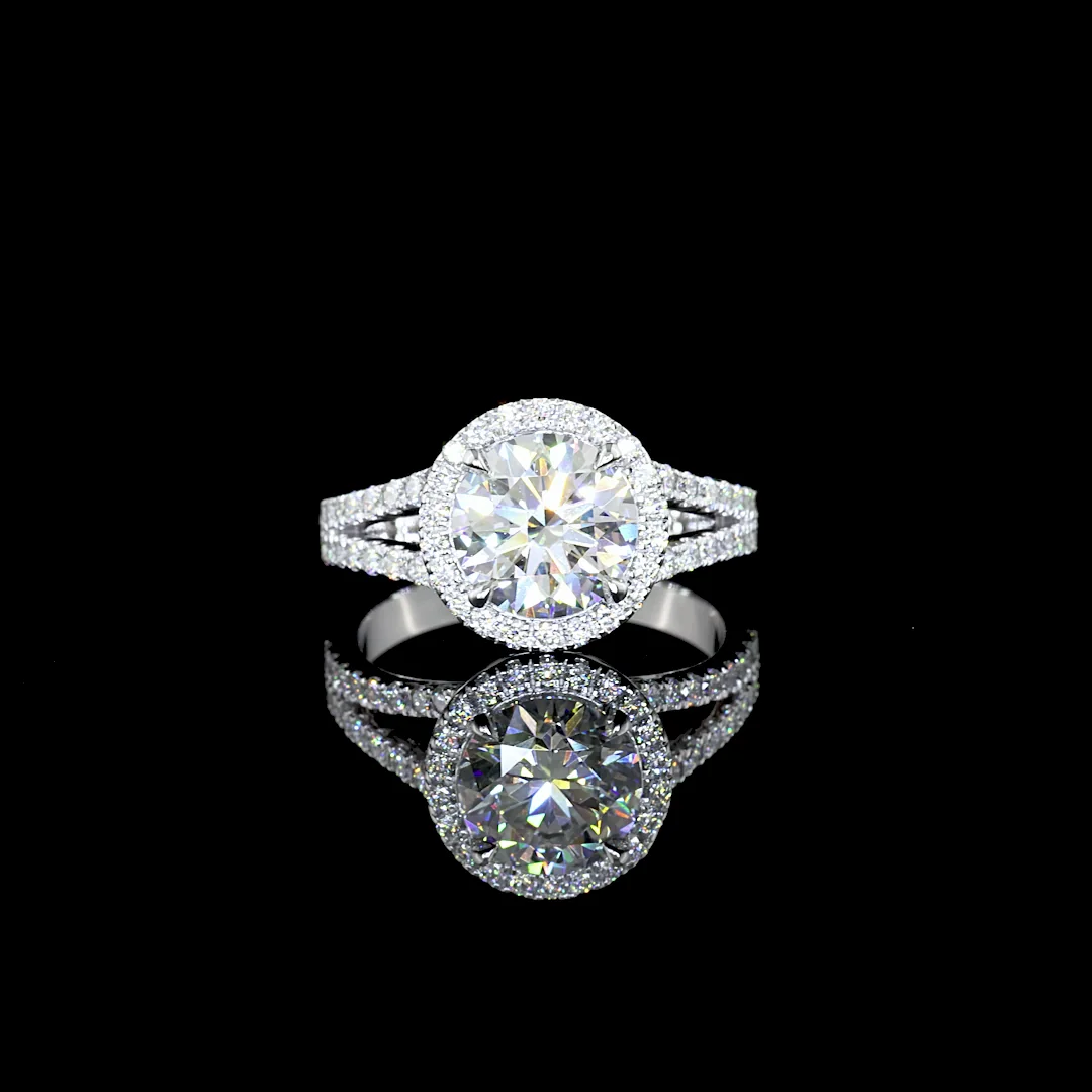 9.17 Cts 14k White Gold Round Shape Split Shank Ring - Video