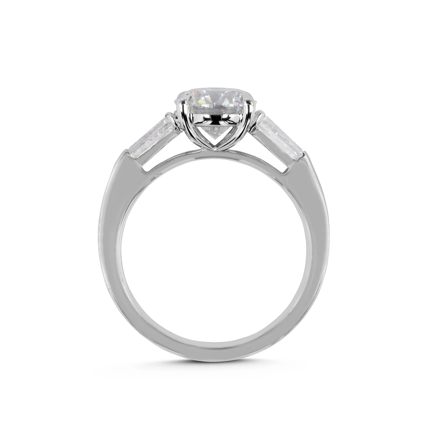 1.95 Cts 14k White Gold Round Shape 3 Stones Ring - Image 3