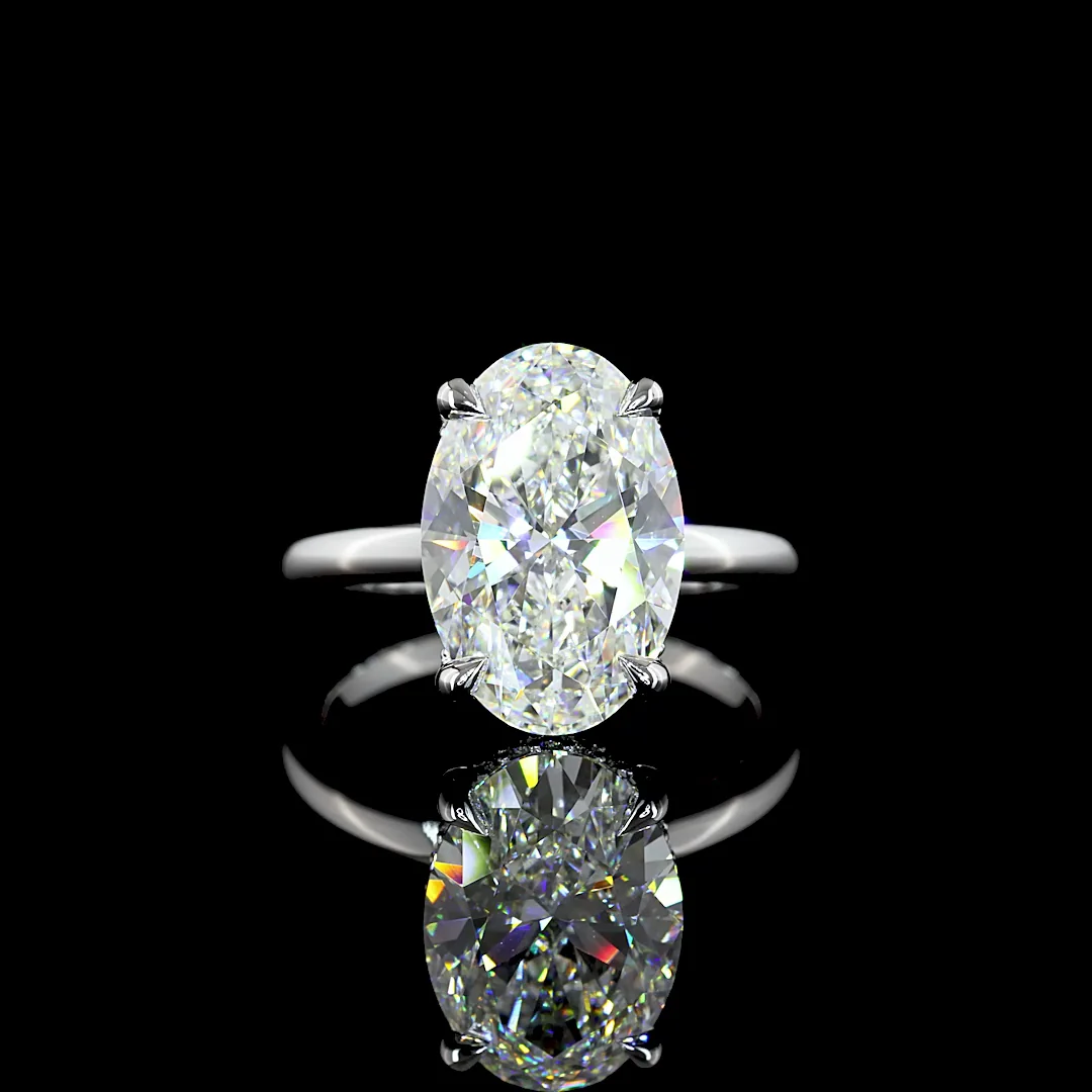 5.8 Cts 14k White Gold Oval Shape Hidden Halo Ring - Video