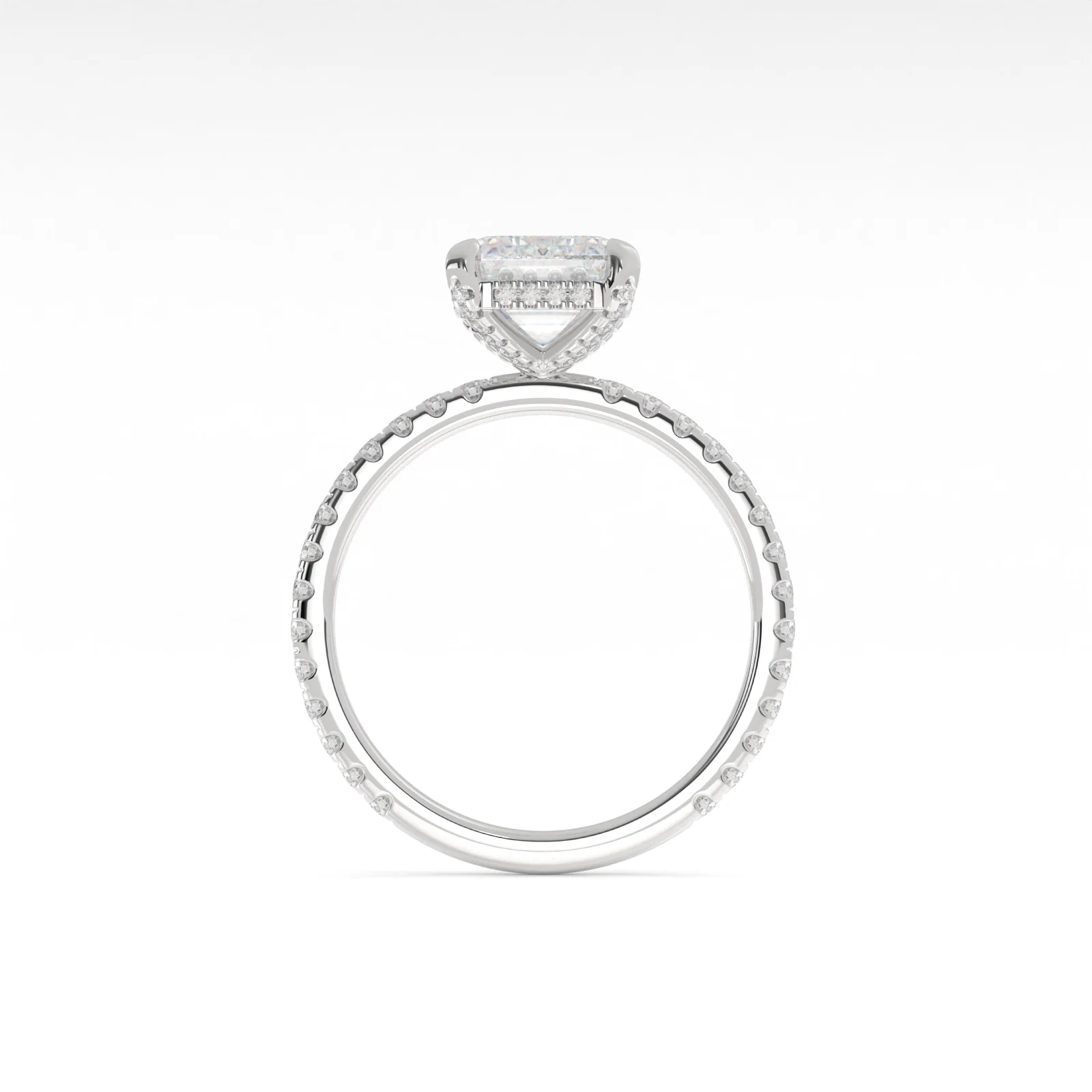 9.18 Cts 14k White Gold Emerald Shape Hidden Halo Ring - Image 2