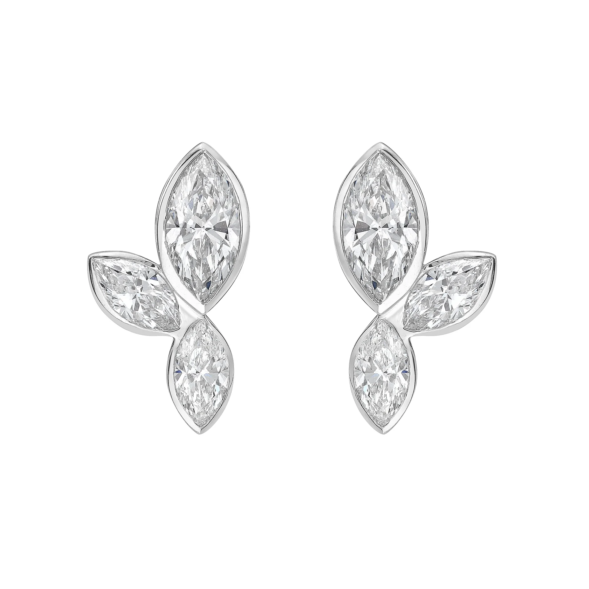 3.1 Cts 14k White Gold Marquise Shape Studs Earring - Image 2