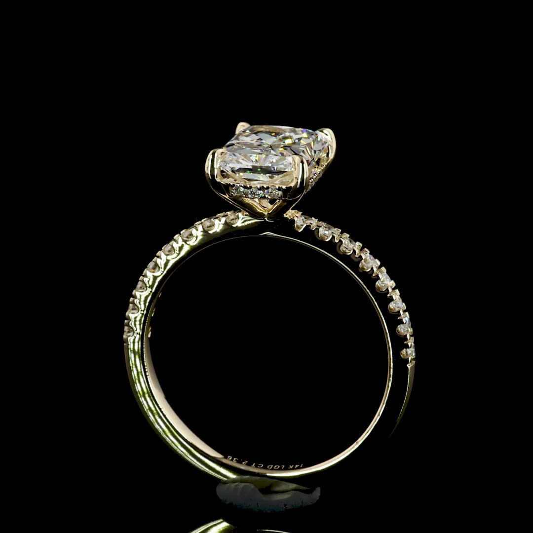 2.88 Cts 14k Yellow Gold Radiant Shape Hidden Halo Ring - Image 4