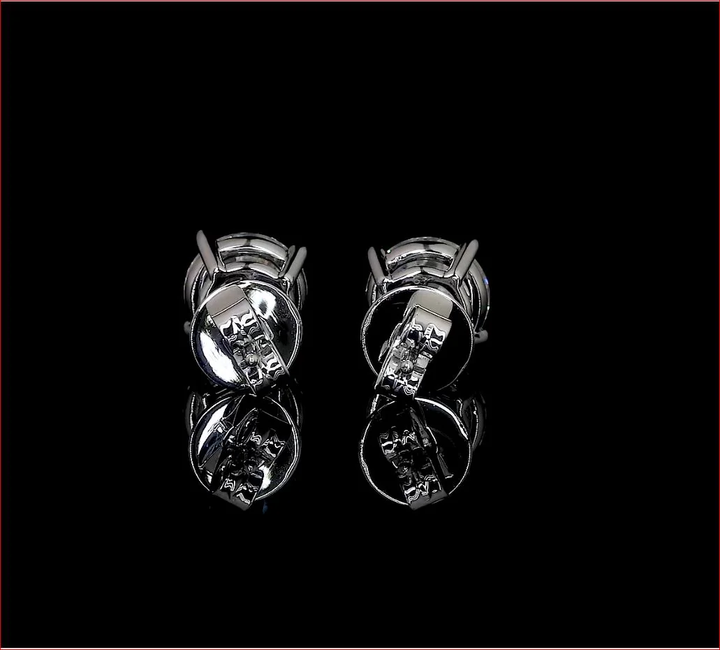 2.09 Cts 14k White Gold Old European Brilliant Shape Studs Earring - Image 3