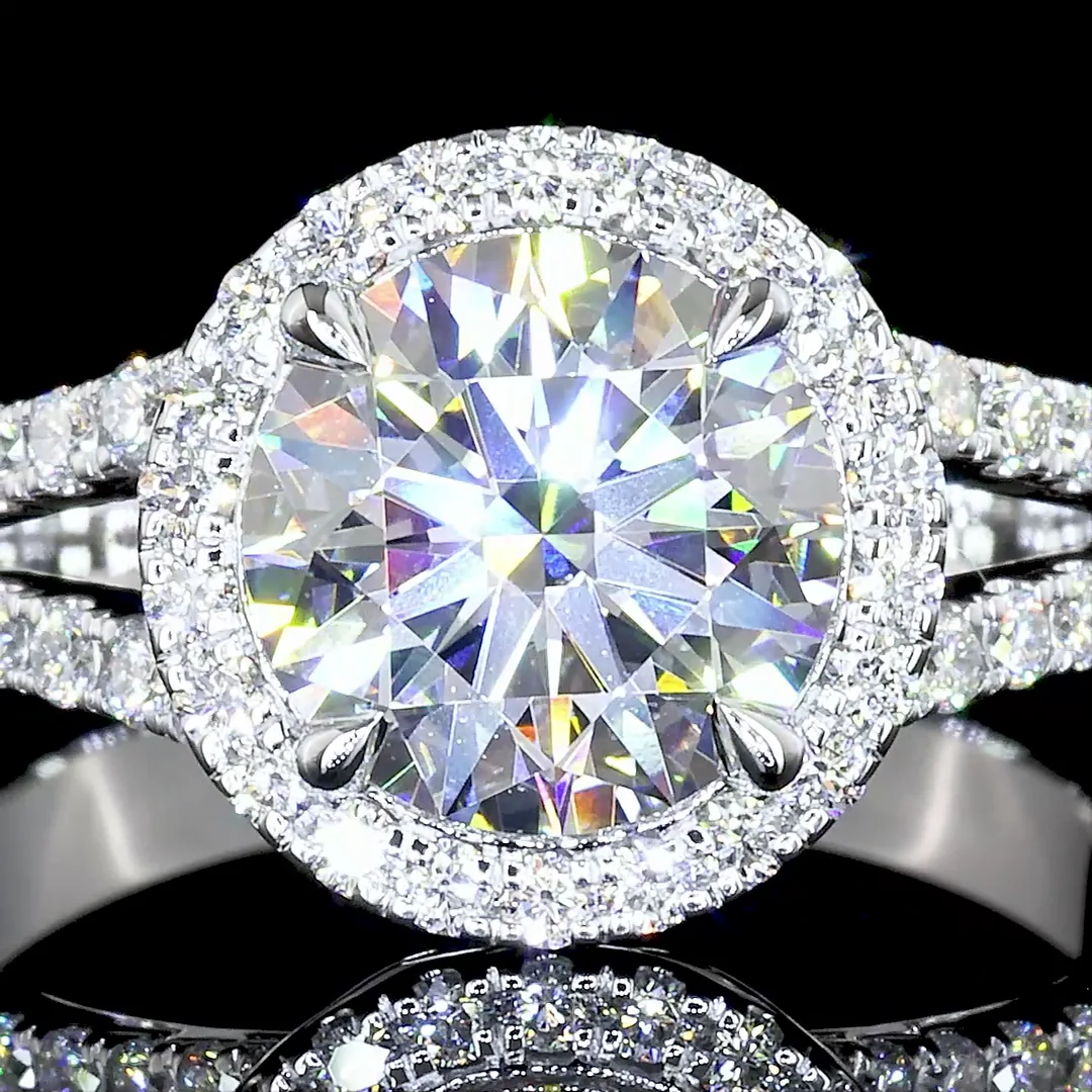 4.91 Cts 14k White Gold Round Shape Split Shank Ring - Image 3