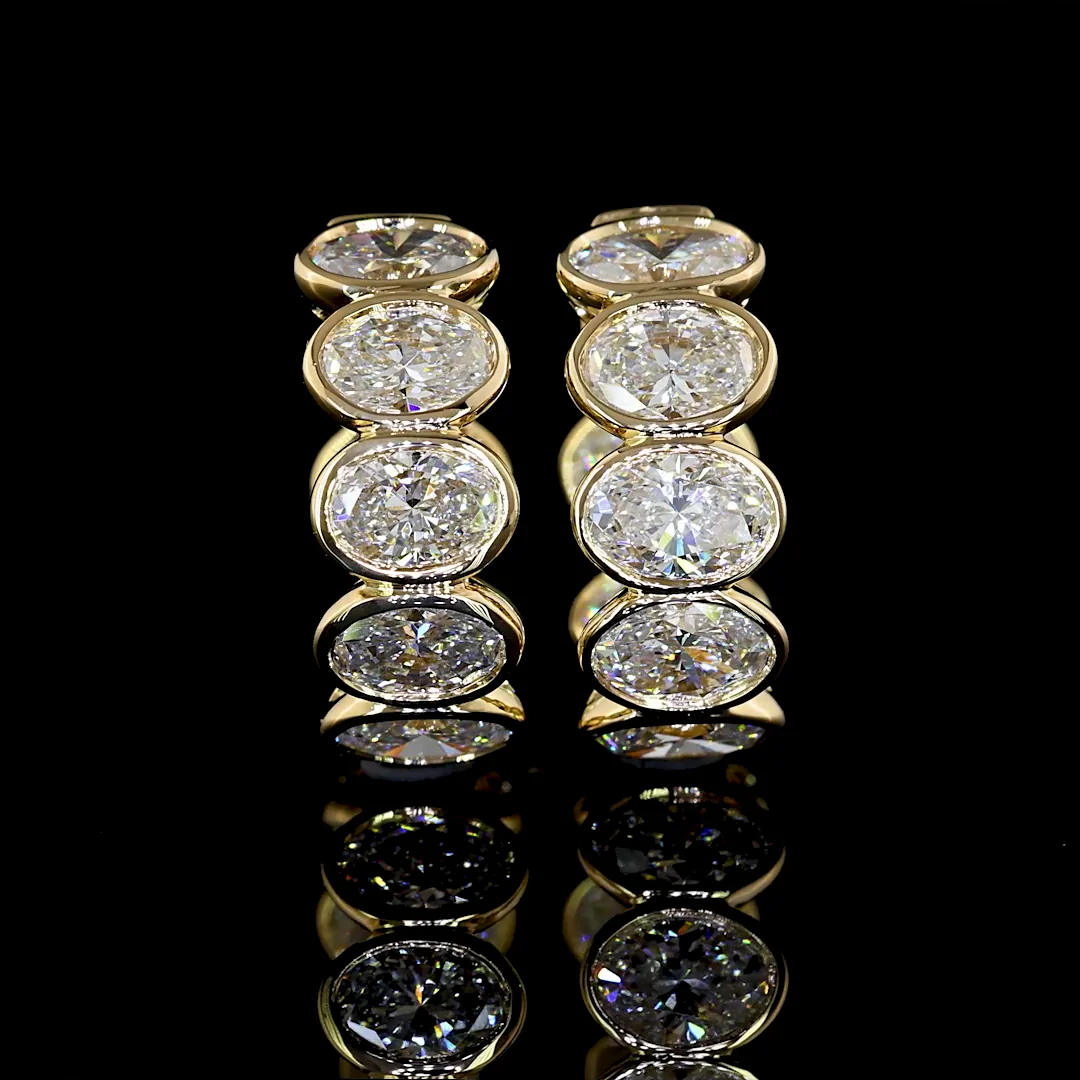 2.34 Cts 14k Yellow Gold Oval Shape Huggies Earring - Image 2