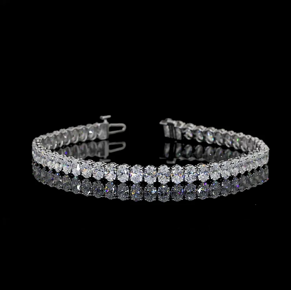 6.45 Cts 14k White Gold Oval Shape Tennis Bracelet - Video