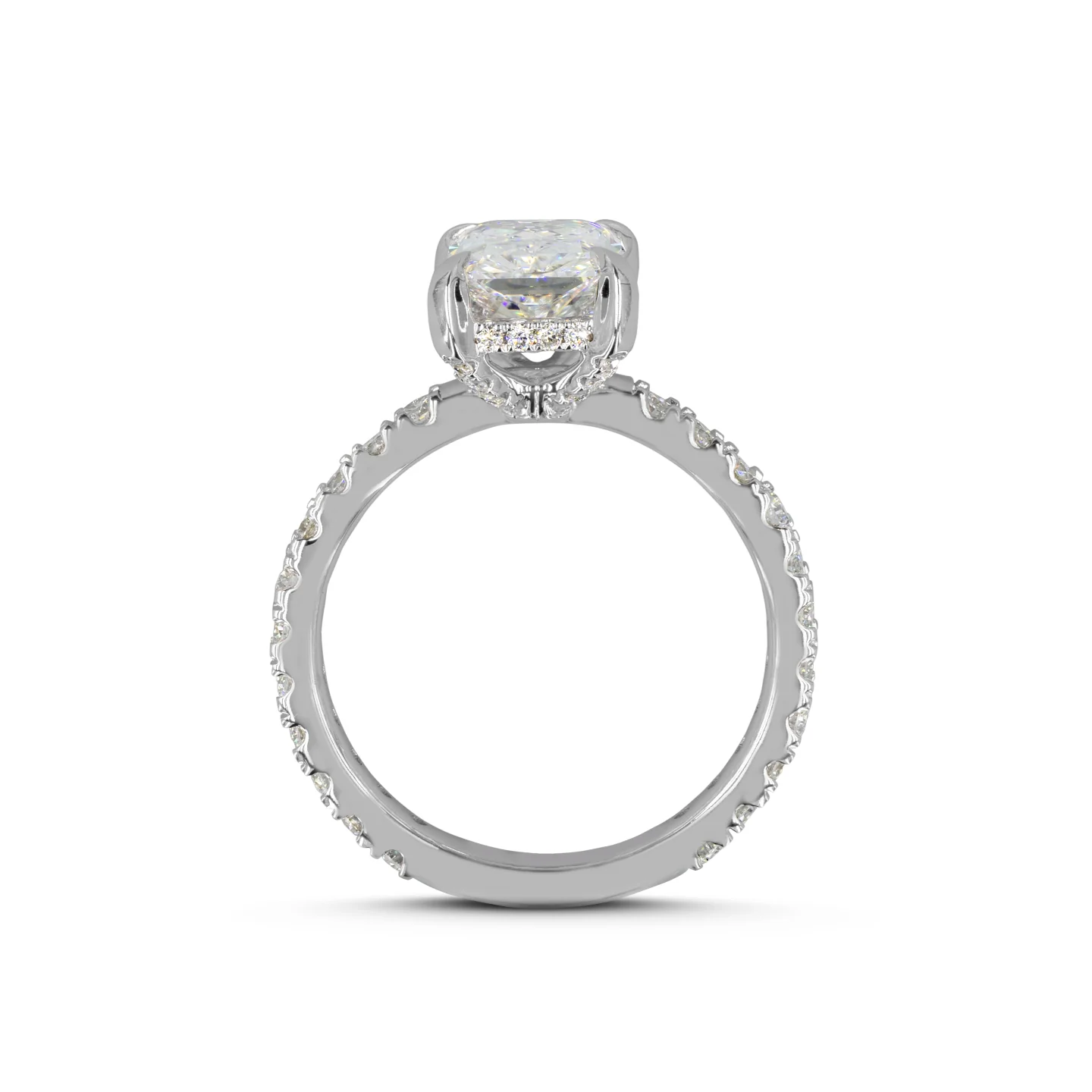 10.5 Cts 14k White Gold Radiant Shape Hidden Halo Ring - Image 4