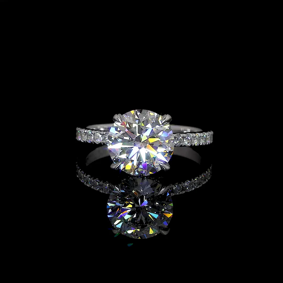 8.17 Cts 14k White Gold Round Shape Hidden Halo Ring - Video