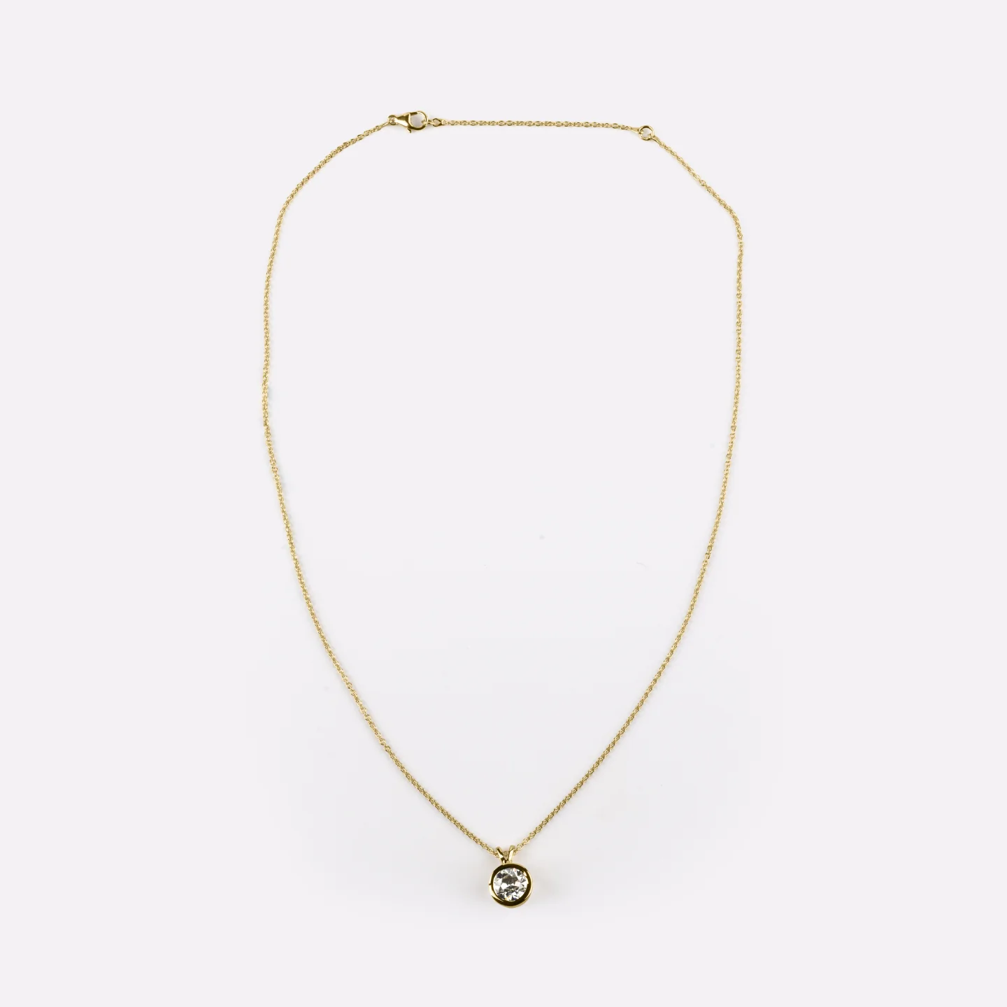 1.54 Cts 14k Yellow Gold Old European Brilliant Shape Solitaire Pendant - Image 3