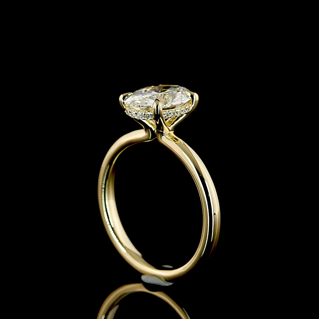 1.7 Cts 14k Yellow Gold Oval Shape Hidden Halo Ring - Image 3