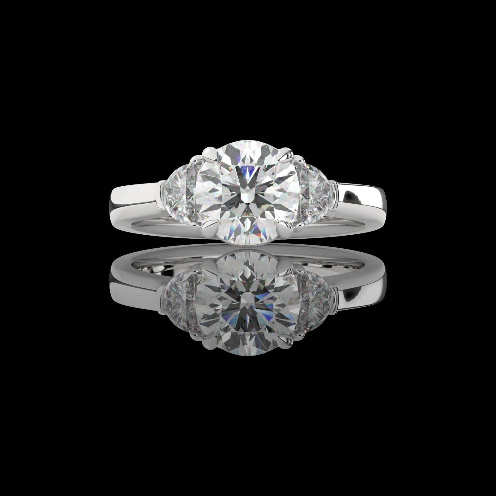 3.75 Cts Platinum Round Shape 3 Stones Ring - Video