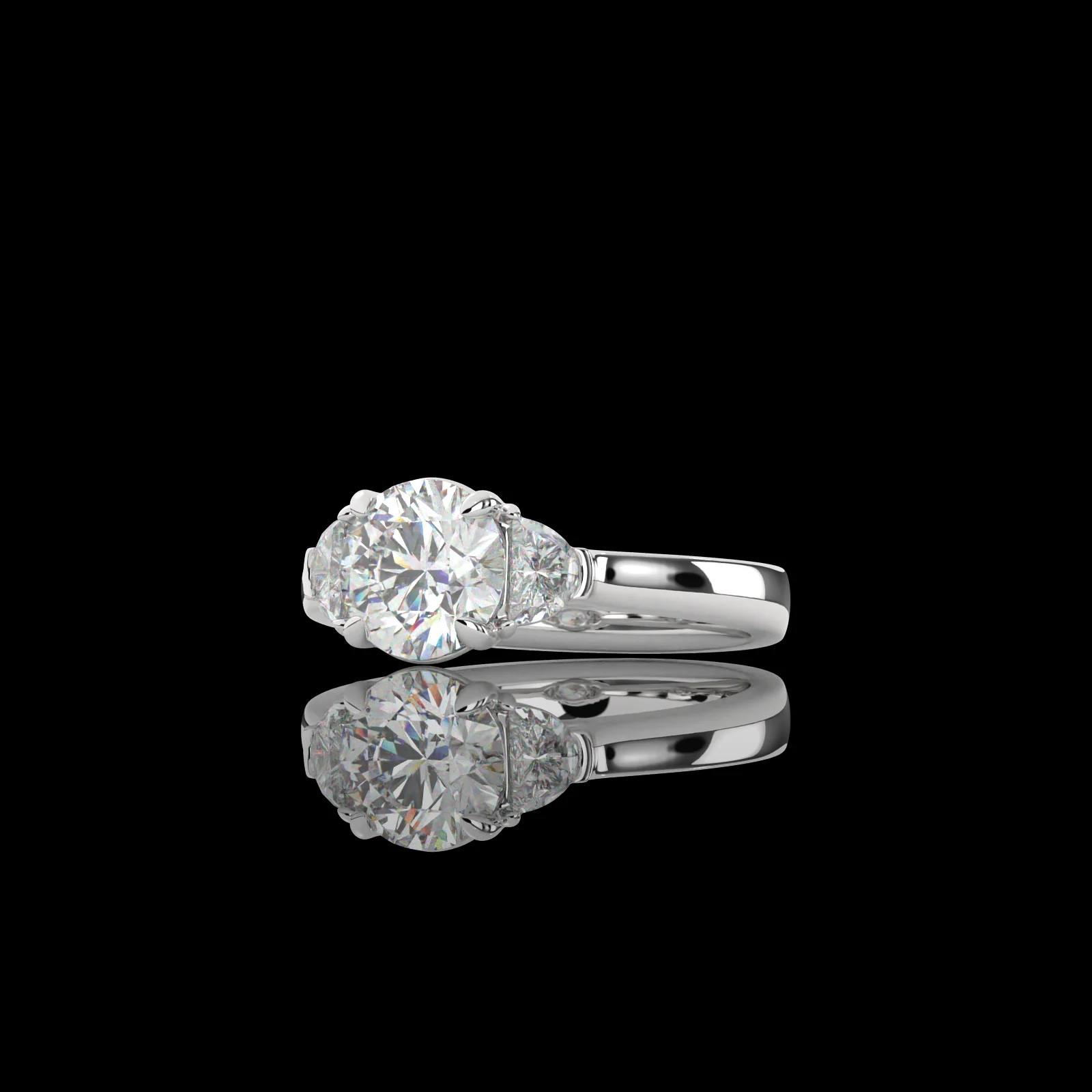 1.39 Cts Platinum Round Shape 3 Stones Ring - Image 2