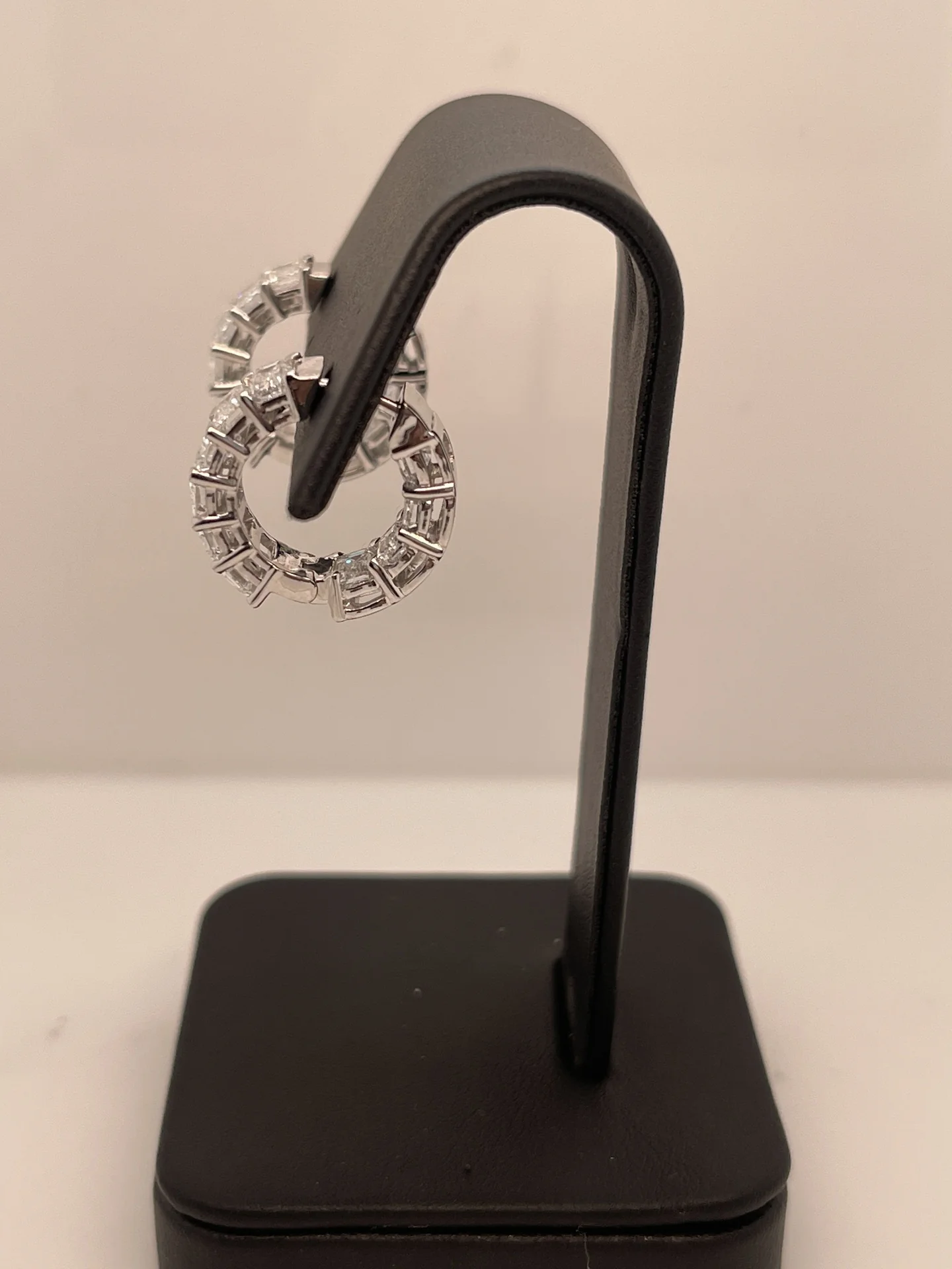 4.24 Cts 14k White Gold Emerald Shape Huggies Earring - Image 2