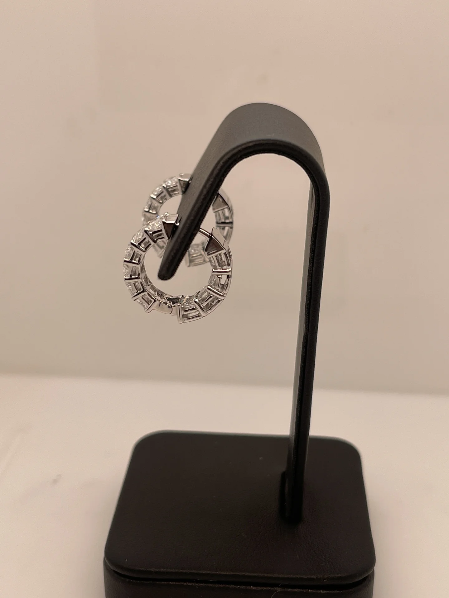 6.36 Cts 14k White Gold Radiant Shape Huggies Earring - Image 2