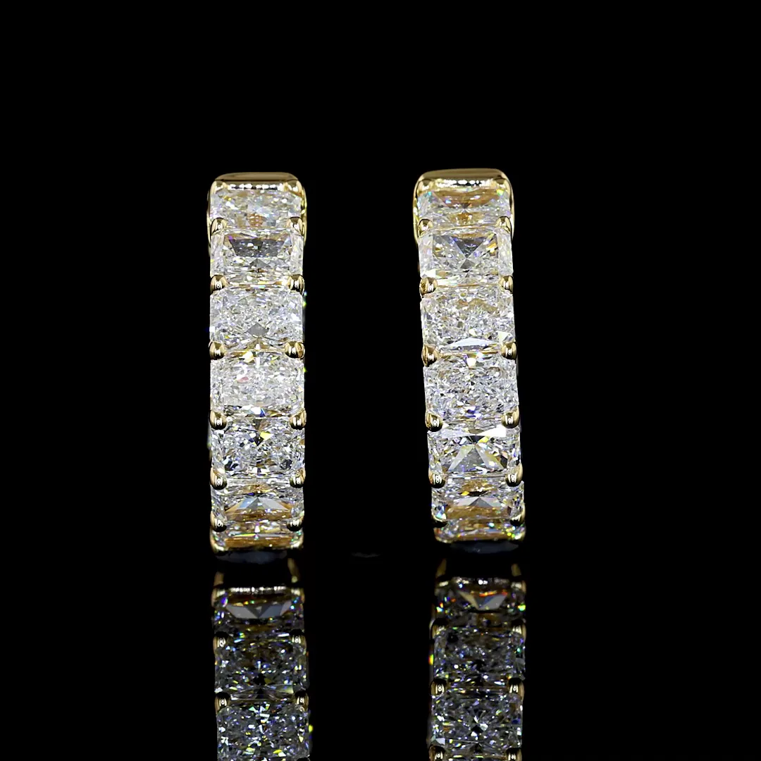 6.32 Cts 14k Yellow Gold Radiant Shape Huggies Earring - Image 2