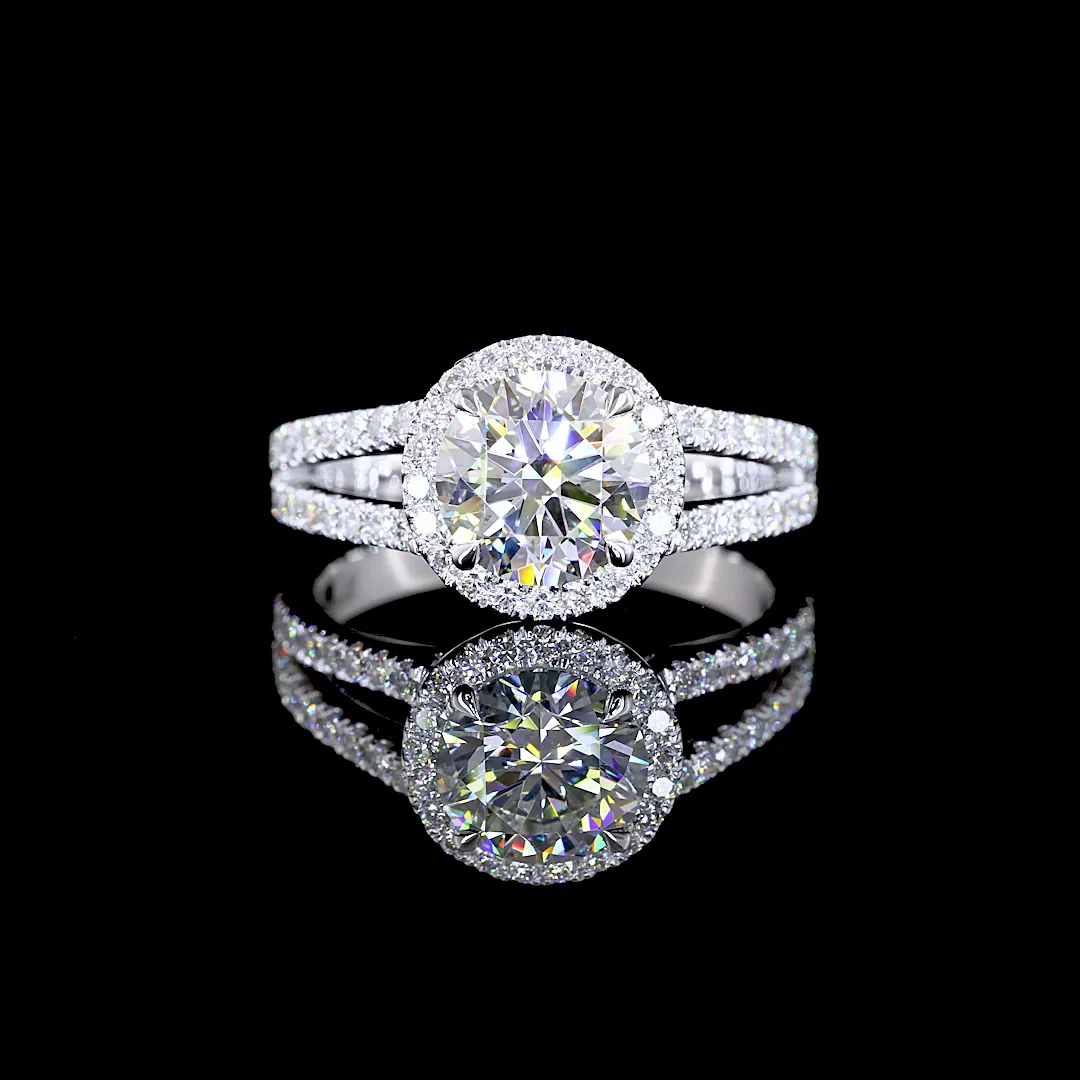 1.4 Cts 14k White Gold Round Shape Split Shank Ring - Video