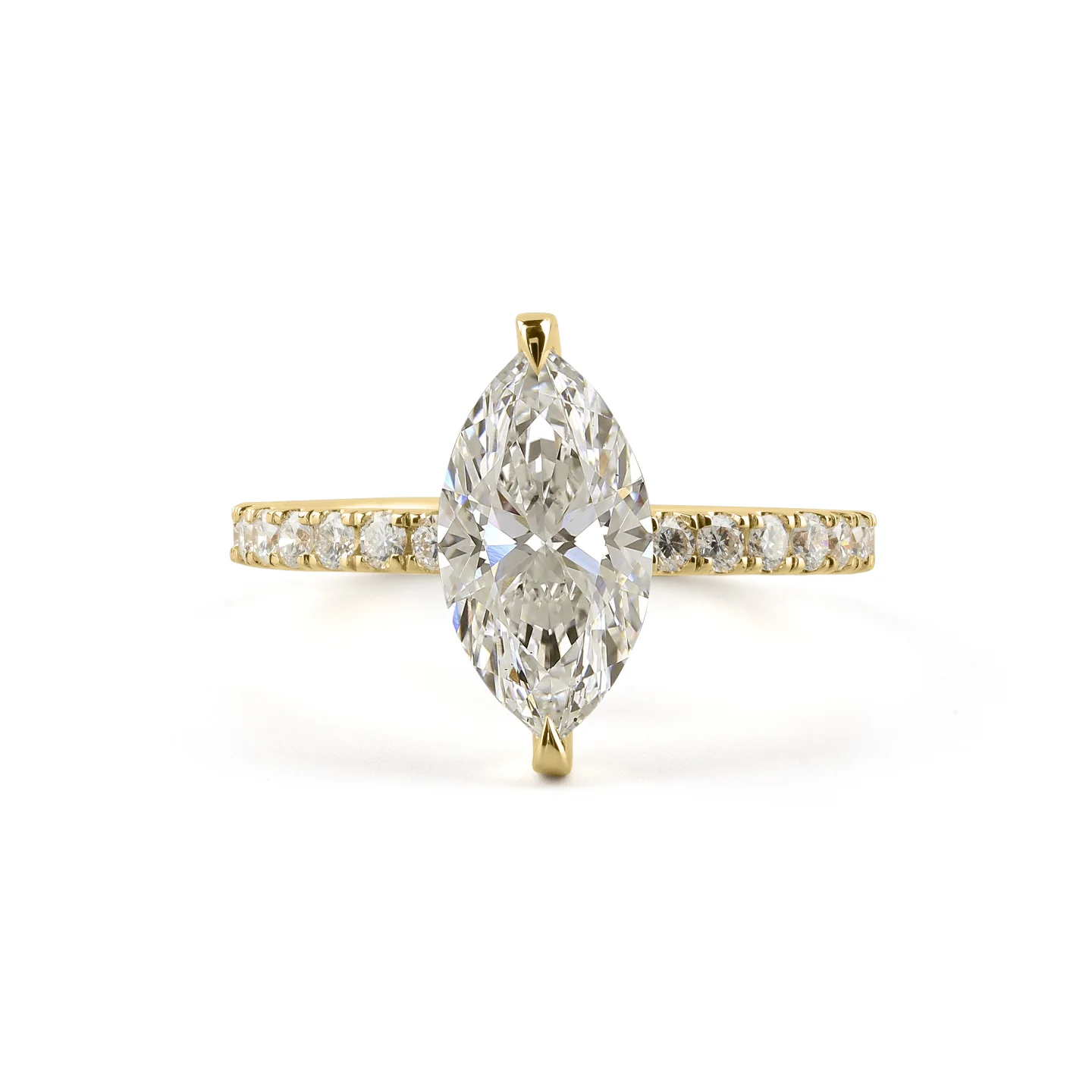 3.98 Cts 14k Yellow Gold Marquise Shape Hidden Halo Ring - Video