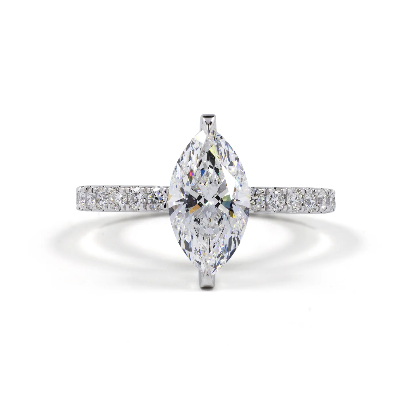 4.04 Cts 14k White Gold Marquise Shape Hidden Halo Ring - Video
