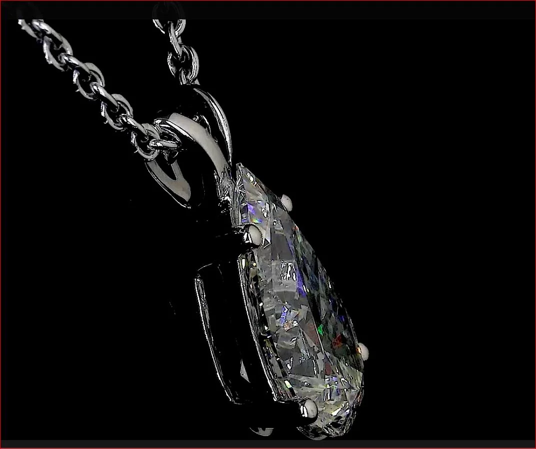 4.08 Cts 14k White Gold Pear Shape Pendant Pendant - Image 4
