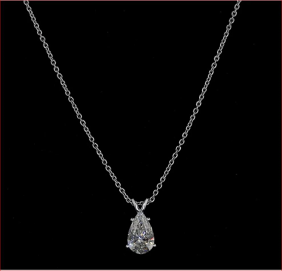 4.08 Cts 14k White Gold Pear Shape Pendant Pendant - Video