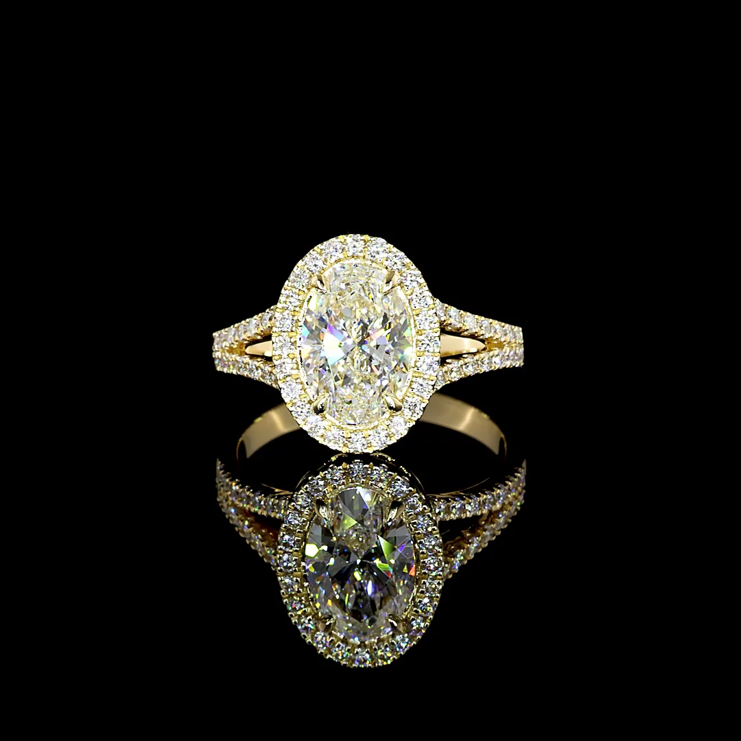 4.9 Cts 14k Yellow Gold Oval Shape Split Shank Ring - Video