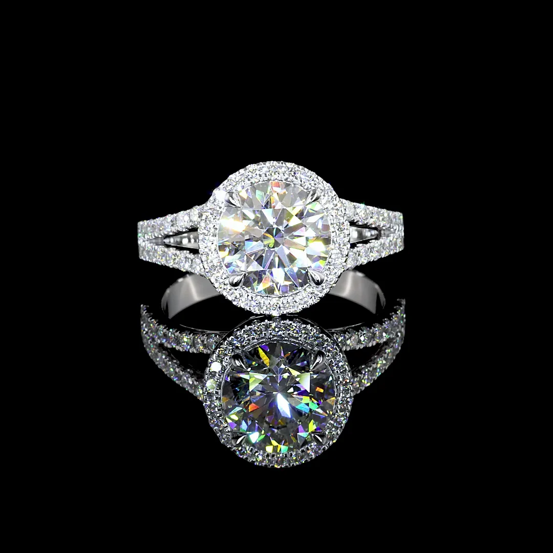 5.87 Cts 14k White Gold Round Shape Split Shank Ring - Video