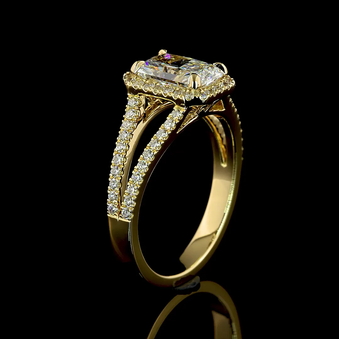 2.54 Cts 14k Yellow Gold Radiant Shape Split Shank Ring - Image 4