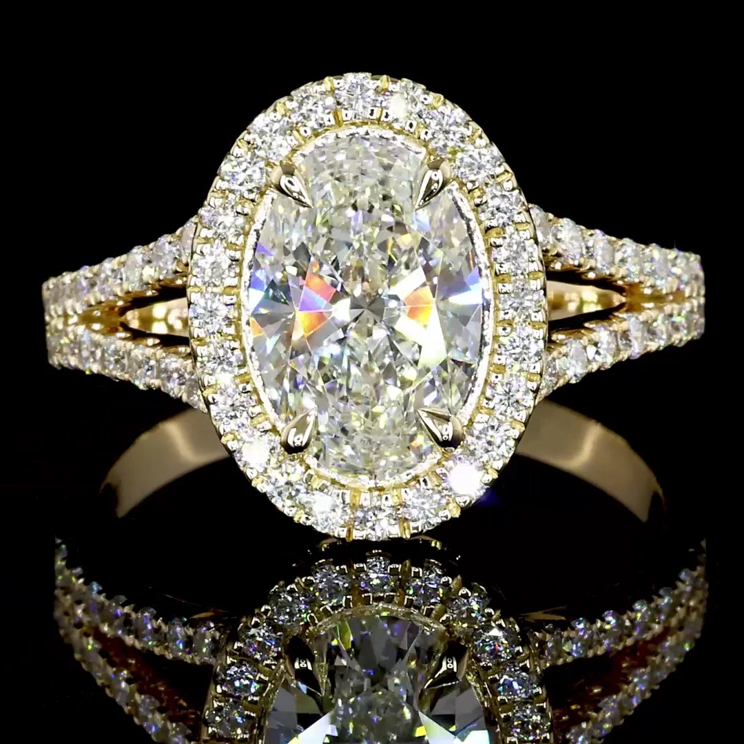 1.44 Cts 14k Yellow Gold Oval Shape Split Shank Ring - Image 3