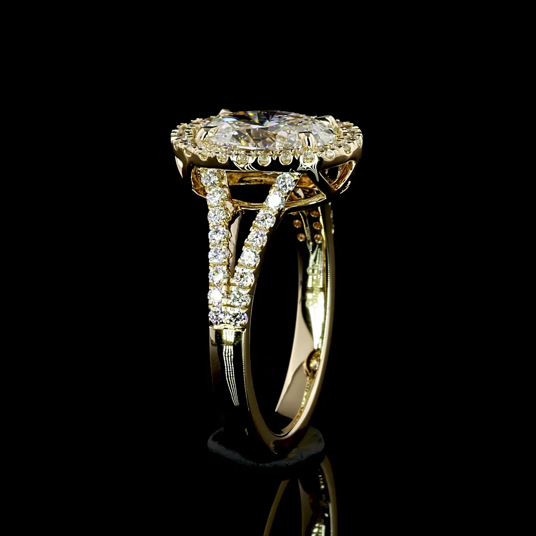 1.44 Cts 14k Yellow Gold Oval Shape Split Shank Ring - Image 4
