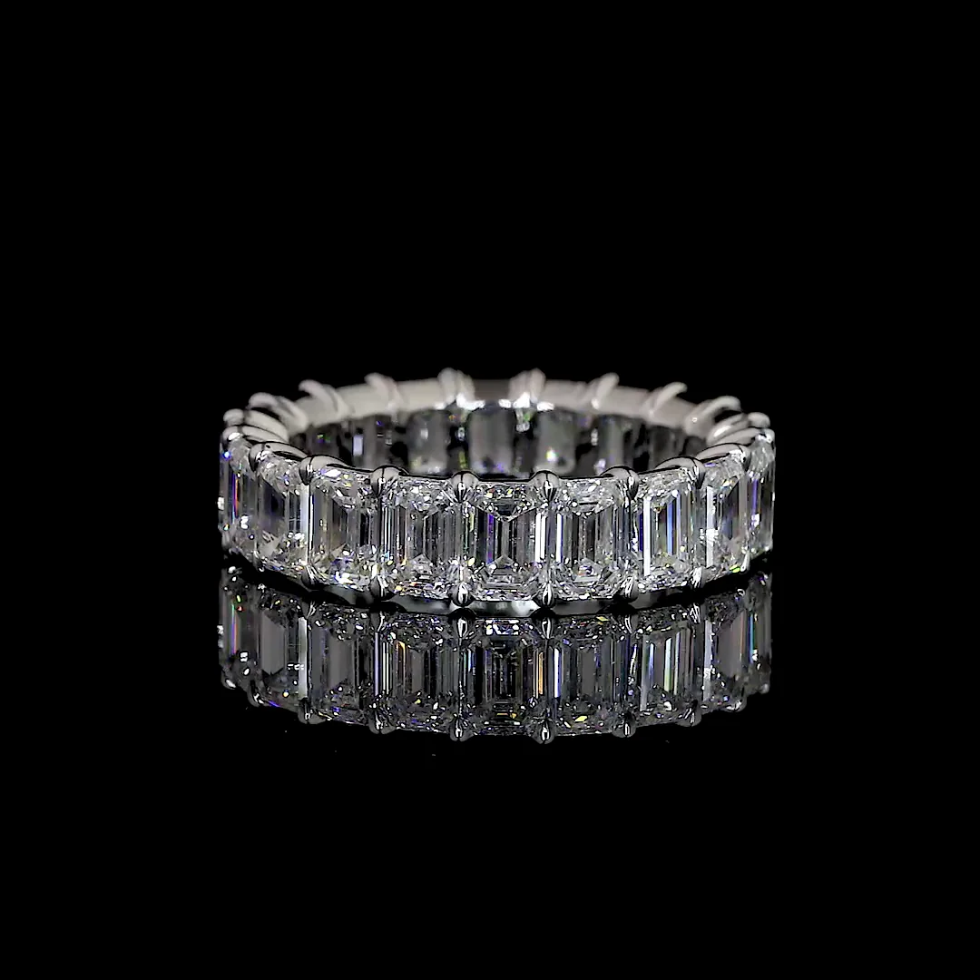 5.41 Cts 14k White Gold Emerald Shape Eternity Band Eternity Band - Video