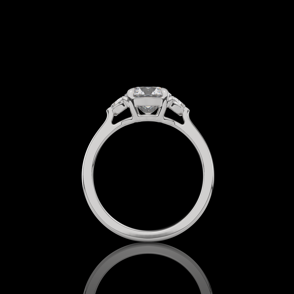 1.92 Cts 14k White Gold Round Shape 3 Stones Ring - Image 4