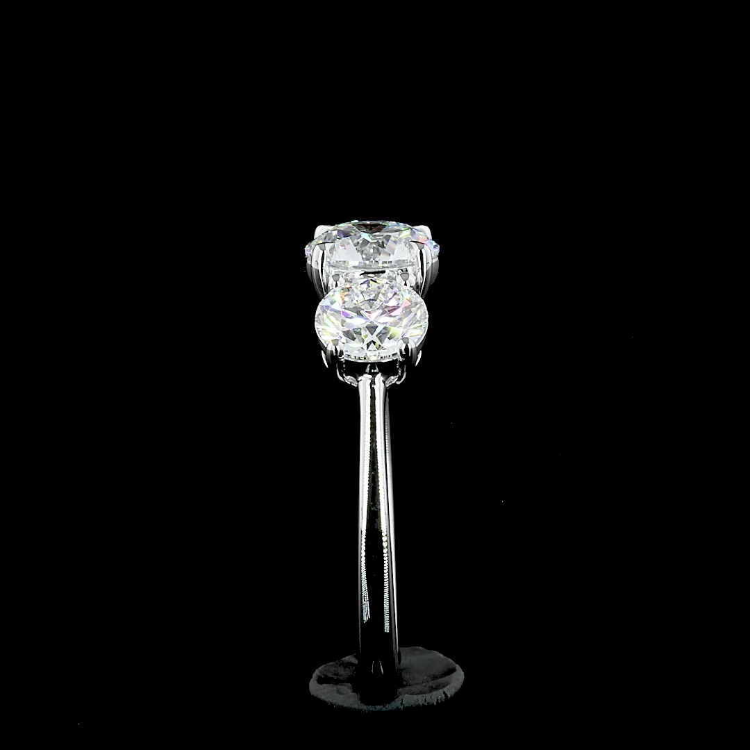 3.04 Cts Platinum Round Shape 3 Stones Ring - Image 4