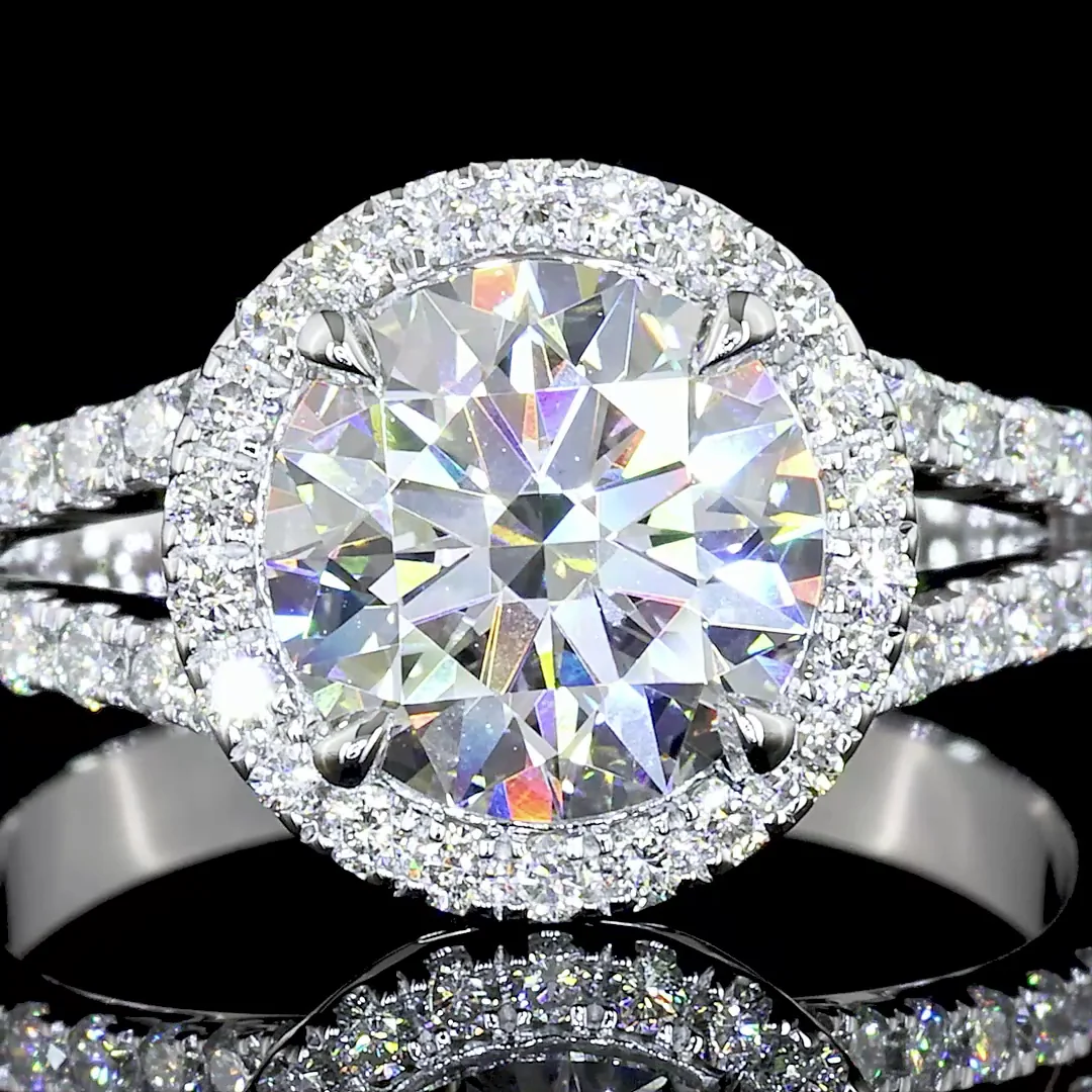 4.83 Cts 14k White Gold Round Shape Split Shank Ring - Image 3