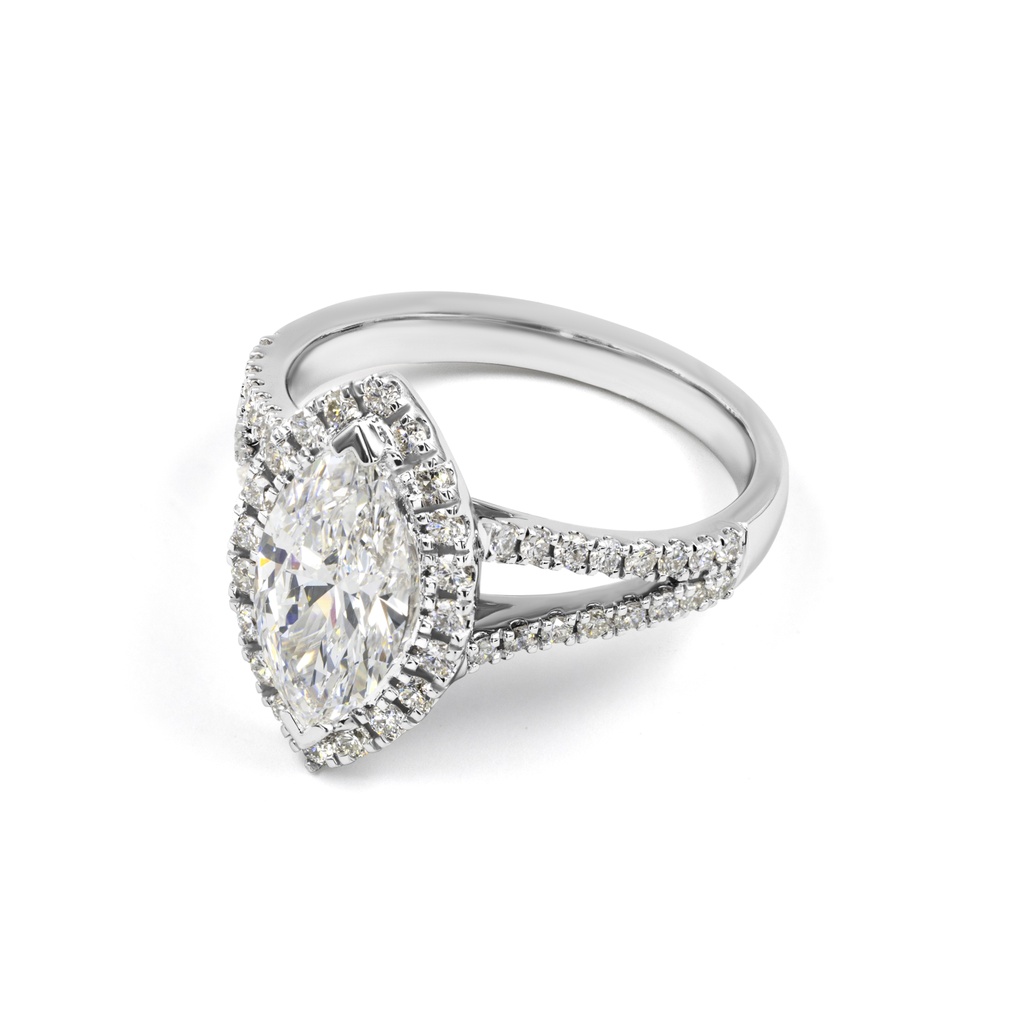 1.99 Cts 14k White Gold Marquise Shape Split Shank Ring - Image 2