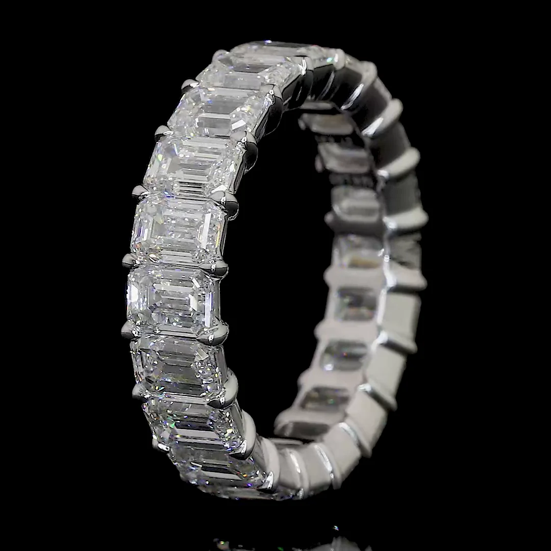9.44 Cts 14k White Gold Emerald Shape Eternity Band Eternity Band - Image 4