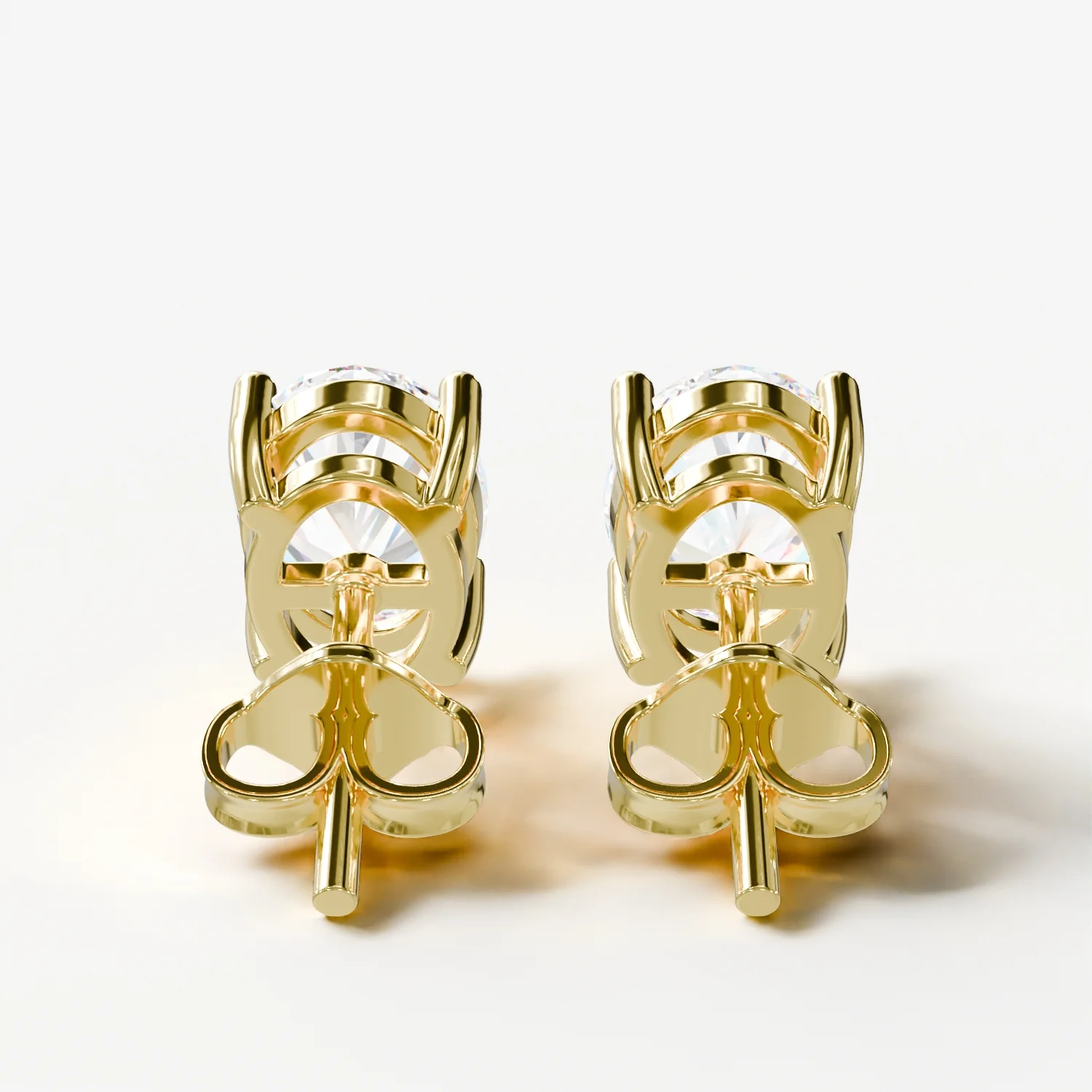 2.1 Cts 18k Yellow Gold Oval Shape Studs Earring - Image 4