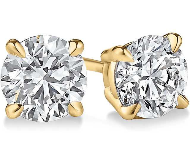 1.02 Cts 18k Yellow Gold Round Shape Studs Earring - Image 2