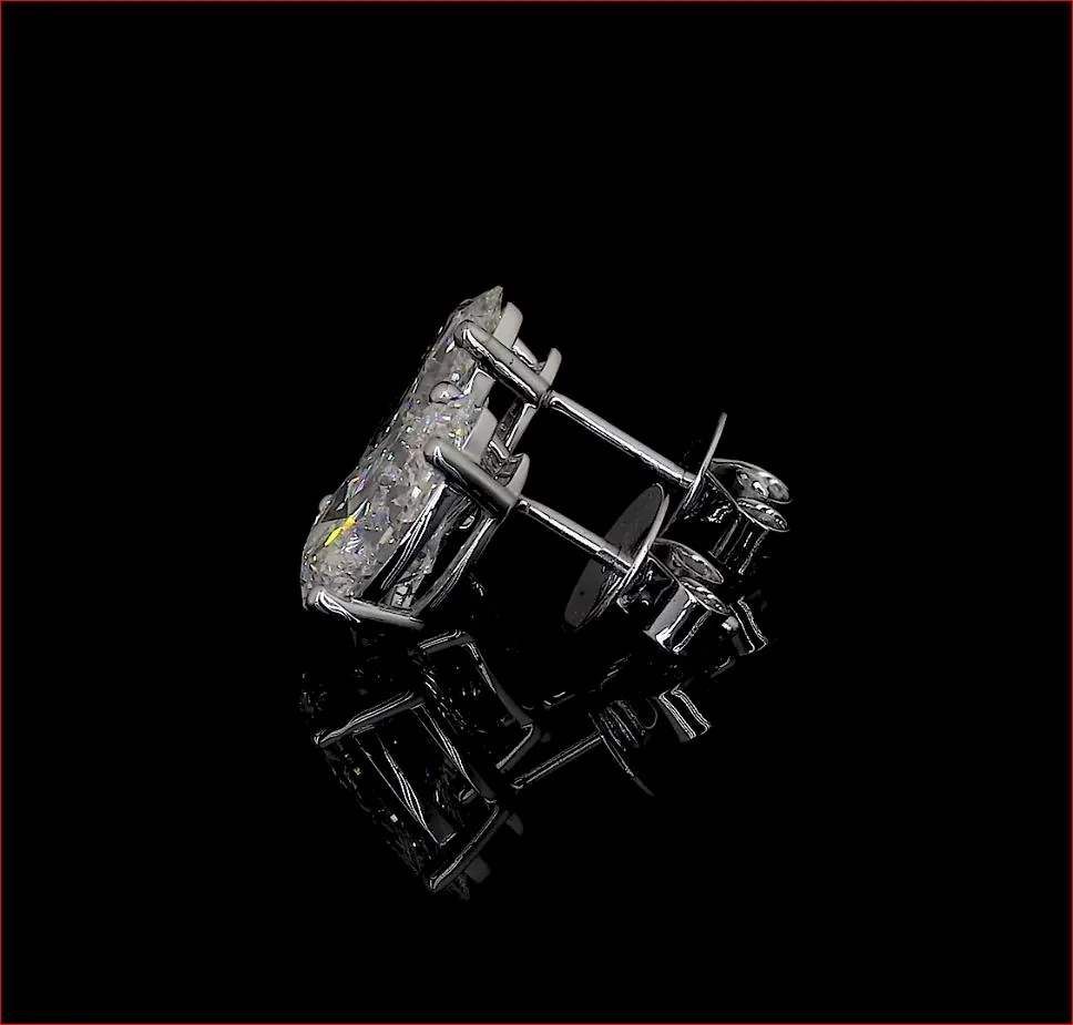 1 Cts 18k White Gold Pear Shape Studs Earring - Image 3