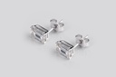 1 Cts 18k White Gold Emerald Shape Studs Earring - Image 2