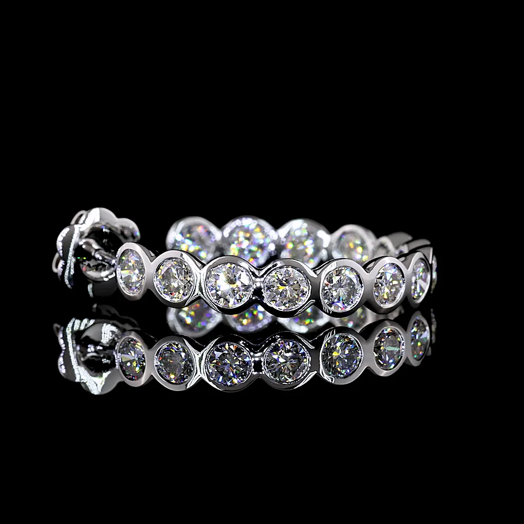 4.36 Cts 14k White Gold Round Shape C Hoops Earring - Image 4