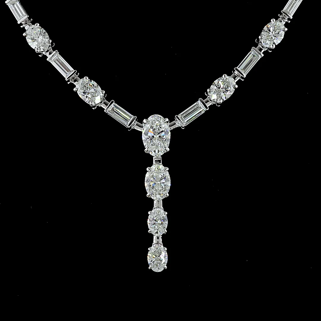 11.61 Cts 14k White Gold Mix Shape Special Necklace - Image 3