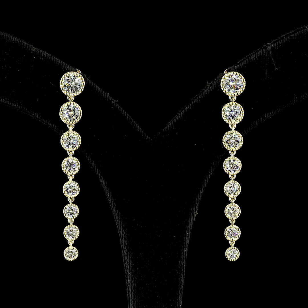 3.55 Cts 14k White Gold Round Shape Hanging Earring - Video