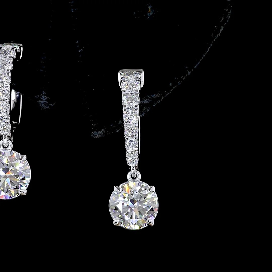 2.53 Cts 14k White Gold Round Shape Hanging Earring - Image 3