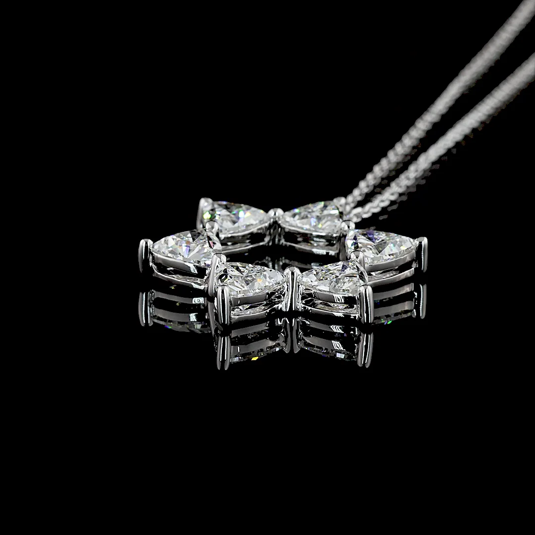 1.89 Cts 14k White Gold Triangle Shape Pendant Pendant - Image 4