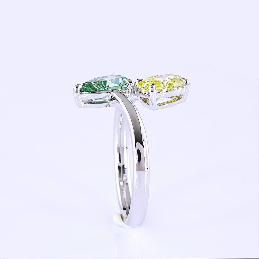 2.26 Cts 14k White Gold Mix Shape Special Ring - Image 2