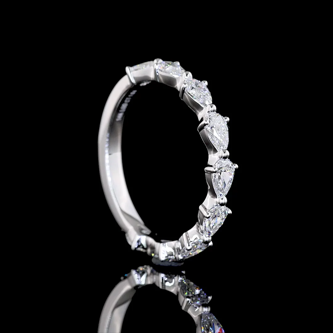 1.05 Cts 14k White Gold Pear Shape 3/4 Band Eternity Band - Image 2