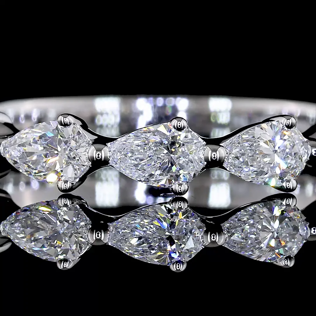 1.05 Cts 14k White Gold Pear Shape 3/4 Band Eternity Band - Image 3